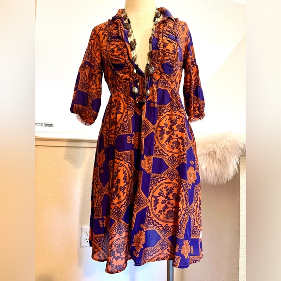 EUC S Odd Molly Vibrant Blue Orange Dress - Picture 8 of 12